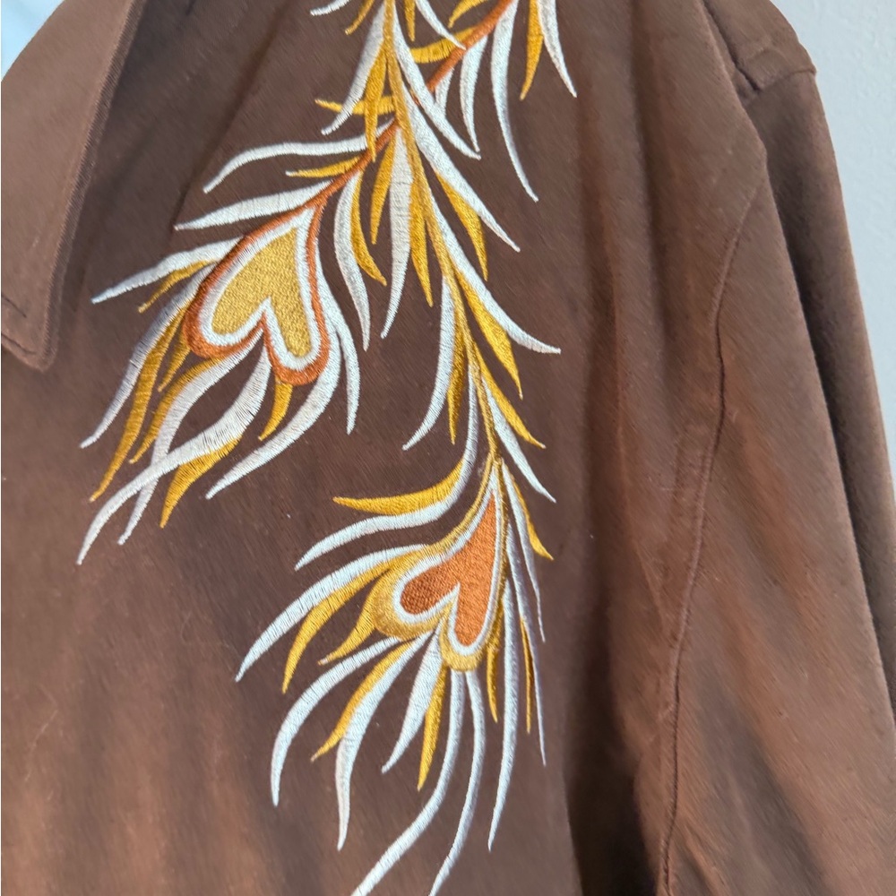 VTG Bob Mackie Wearable Art Phoenix Embroidered Faux Suede Jacket Brown 3X - Picture 4 of 8